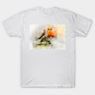 Robin red breast - watercolour artwork print T-Shirt